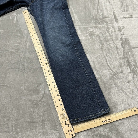 Levis Jeans Mens 34x34 Blue 505 Regular Fit Straight Leg Dark Wash Denim Work - Picture 5 of 9